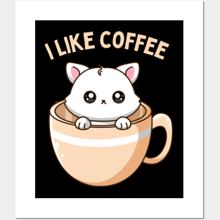 I like Coffee First Cute little cats I need coffee addict This Girl Runs On Caffeine And Sarcasm Posters and Art